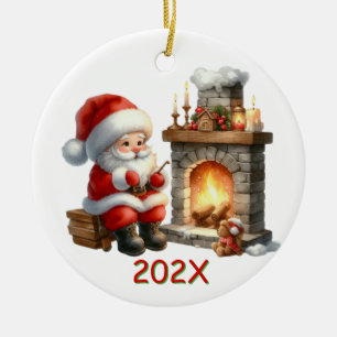 Adorno De Cerámica Santa Anual Junto Al Fuego