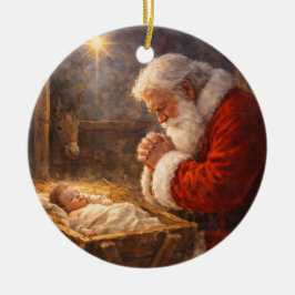 Adorno De Cerámica Santa Arrodillado en el Pesebre Natividad