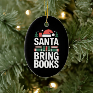 Adorno De Cerámica Santa Bring Books Book Lover Christmas Tree