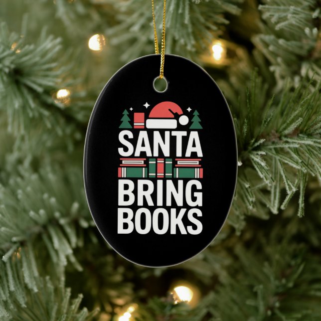 Adorno De Cerámica Santa Bring Books Book Lover Christmas Tree (Árbol)