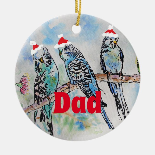 Adorno De Cerámica Santa Budgies Parrot Budgies padre Ornament (Frente)