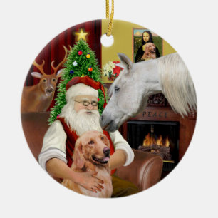 Adorno De Cerámica Santa - Caballo árabe y oro