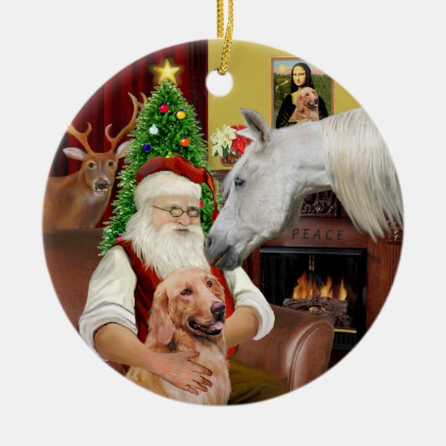Adorno De Cerámica Santa - Caballo árabe y oro (Frente)