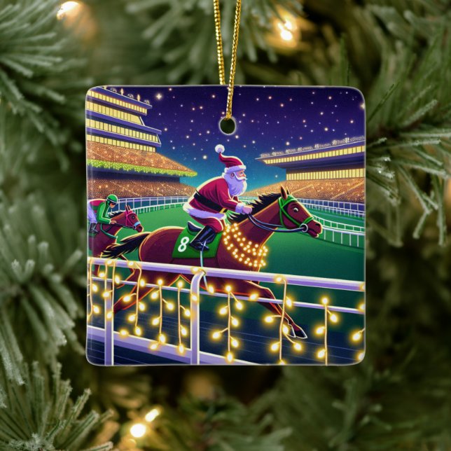 Adorno De Cerámica Santa Caballo de Carreras Jockey Navidad (Árbol)