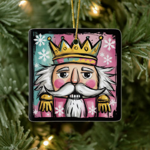 Adorno De Cerámica Santa Cascanueces Acuarela Elegante Navidad Femeni