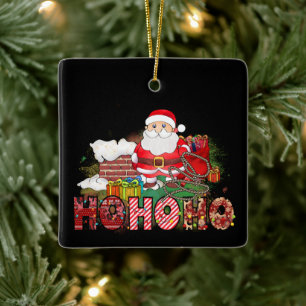 Adorno De Cerámica Santa Chimney Gifts Ho Ho Ho