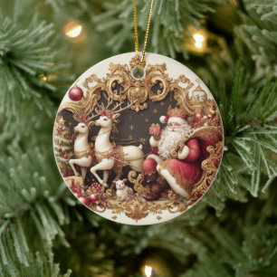Adorno De Cerámica Santa Claus barroco