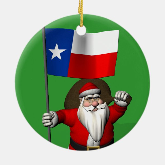 Adorno De Cerámica Santa Claus con bandera de estrella solitaria (Atrás)