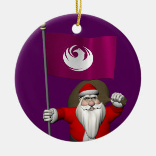 Adorno De Cerámica Santa Claus Con Bandera De Phoenix AZ