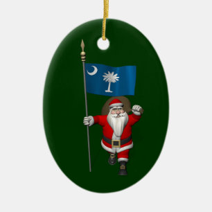 Adorno De Cerámica Santa Claus Con El Diseño De Carolina Del Sur