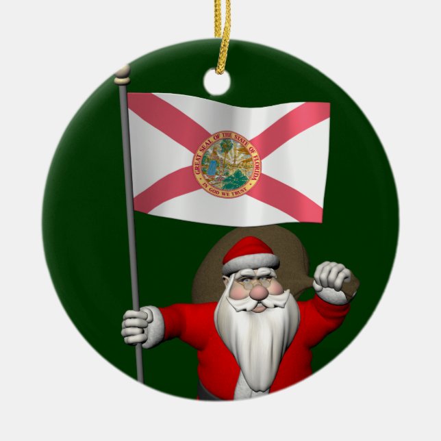 Adorno De Cerámica Santa Claus Con El Diseño De Florida (Frente)