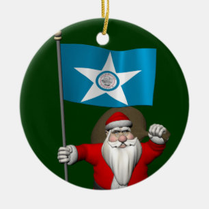 Adorno De Cerámica Santa Claus Con El Diseño De Houston TX