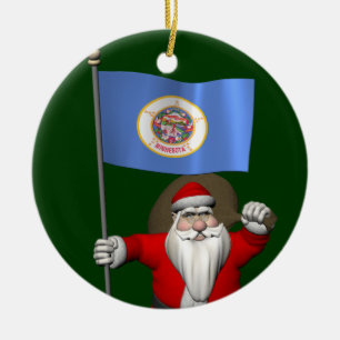 Adorno De Cerámica Santa Claus Con El Diseño De Minnesota