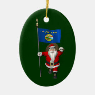 Adorno De Cerámica Santa Claus Con El Diseño De Montana
