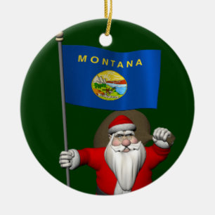 Adorno De Cerámica Santa Claus Con El Diseño De Montana