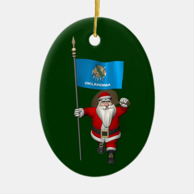 Adorno De Cerámica Santa Claus Con El Diseño De Oklahoma (Frente)