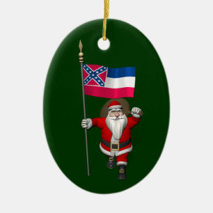 Adorno De Cerámica Santa Claus Con El Encargado De Mississippi