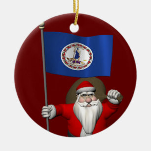 Adorno De Cerámica Santa Claus Con El Encargado De Virginia