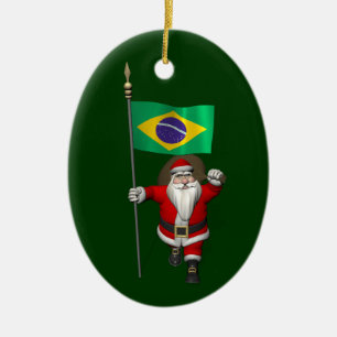 Adorno De Cerámica Santa Claus Con El Fin De Brasil