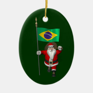 Adorno De Cerámica Santa Claus Con El Fin De Brasil
