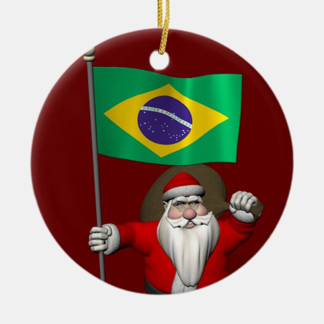 Adorno De Cerámica Santa Claus Con El Fin De Brasil (Frente)