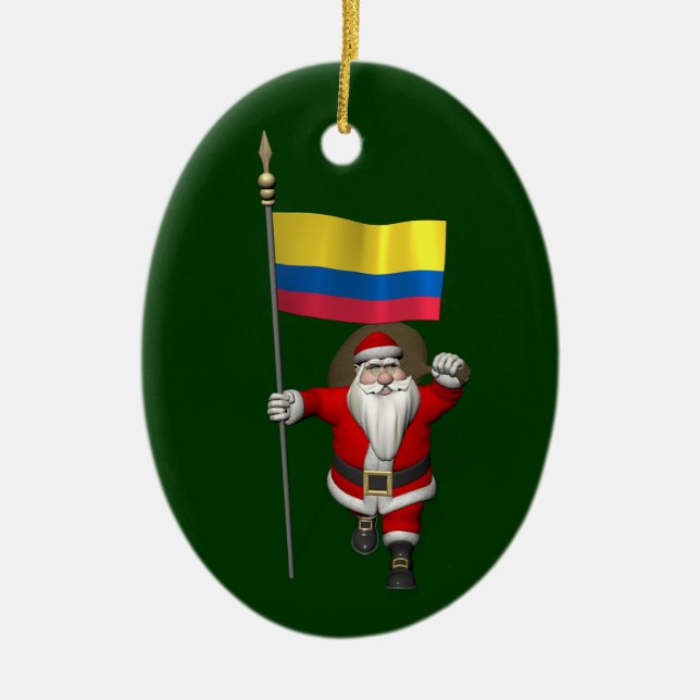 Adorno De Cerámica Santa Claus Con El Fin De Colombia (Frente)