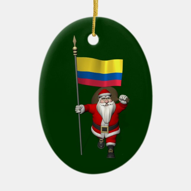 Adorno De Cerámica Santa Claus Con El Fin De Colombia (Frente)