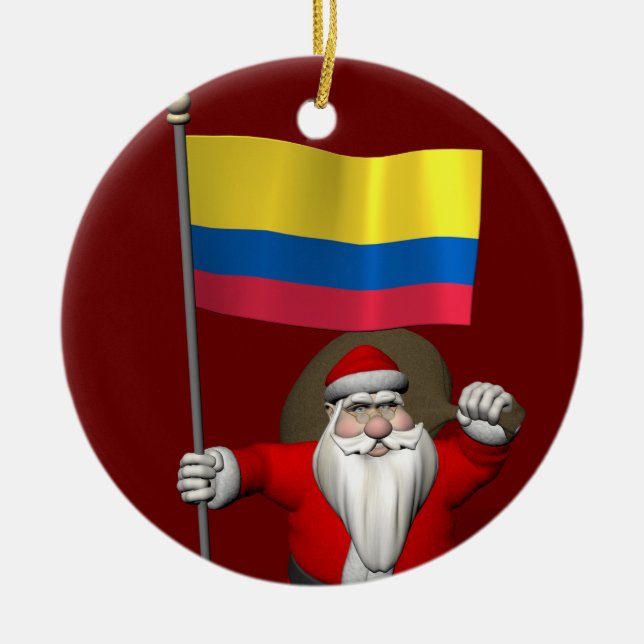 Adorno De Cerámica Santa Claus Con El Fin De Colombia (Frente)