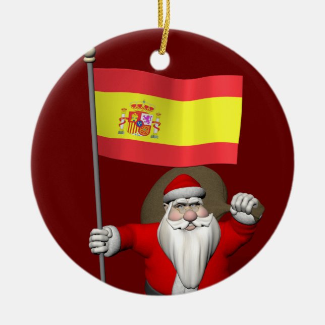 Adorno De Cerámica Santa Claus Con El Fin De España (Frente)