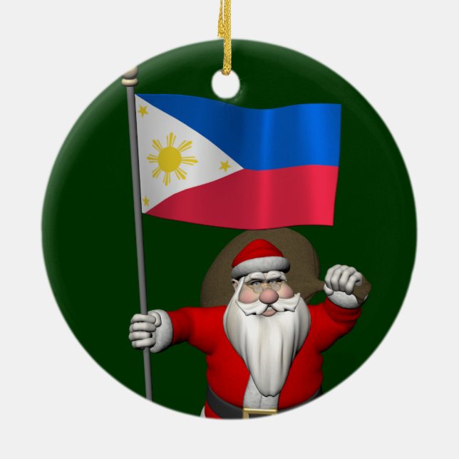 Adorno De Cerámica Santa Claus Con El Fin De Filipinas (Atrás)