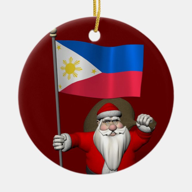 Adorno De Cerámica Santa Claus Con El Fin De Filipinas (Frente)