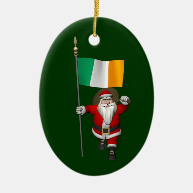 Adorno De Cerámica Santa Claus Con El Fin De Irlanda (Frente)