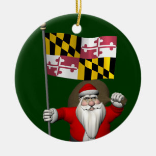 Adorno De Cerámica Santa Claus Con El Fin De Maryland
