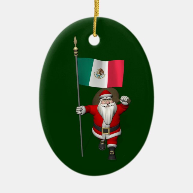 Adorno De Cerámica Santa Claus Con El Fin De México (Frente)