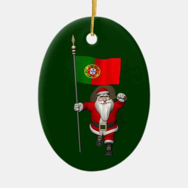 Adorno De Cerámica Santa Claus Con El Fin De Portugal (Frente)