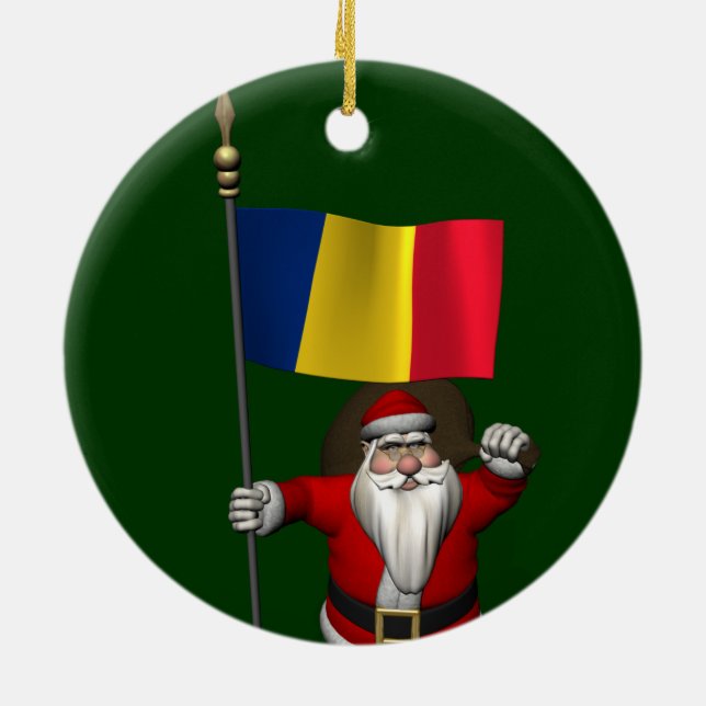 Adorno De Cerámica Santa Claus Con El Fin De Rumania (Atrás)