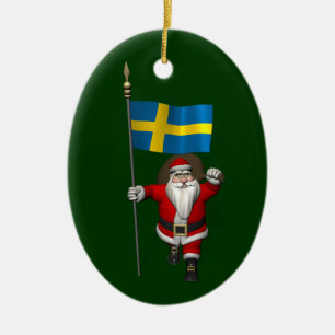 Adorno De Cerámica Santa Claus Con El Fin De Suecia