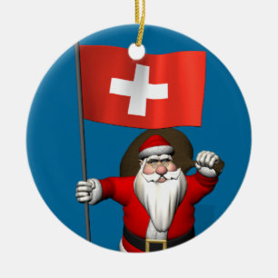 Adorno De Cerámica Santa Claus Con El Fin De Suiza