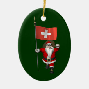 Adorno De Cerámica Santa Claus Con El Fin De Suiza