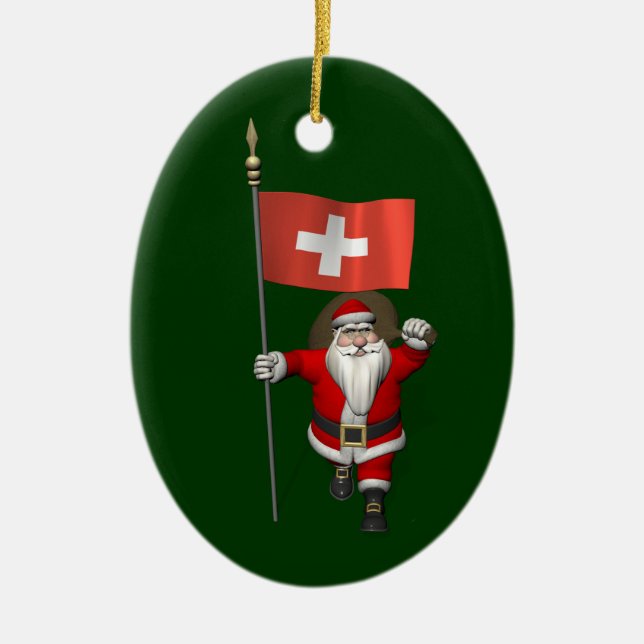 Adorno De Cerámica Santa Claus Con El Fin De Suiza (Frente)