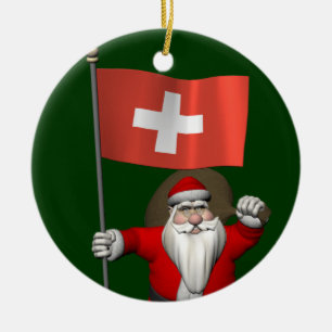 Adorno De Cerámica Santa Claus Con El Fin De Suiza