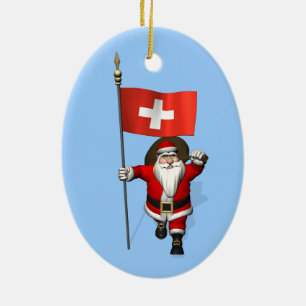 Adorno De Cerámica Santa Claus Con El Fin De Suiza