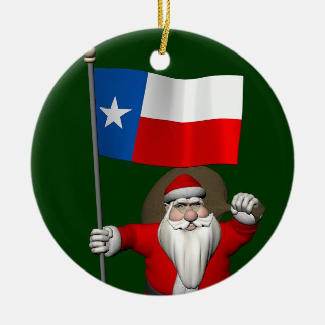 Adorno De Cerámica Santa Claus con el fin de Texas (Frente)