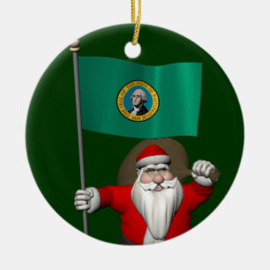 Adorno De Cerámica Santa Claus Con El Fin De Washington