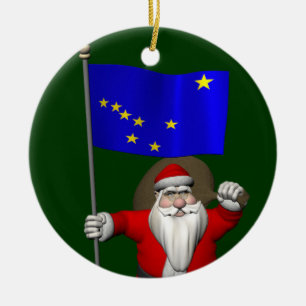 Adorno De Cerámica Santa Claus Con El Firme De Alaska