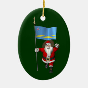 Adorno De Cerámica Santa Claus Con El Firme De Aruba
