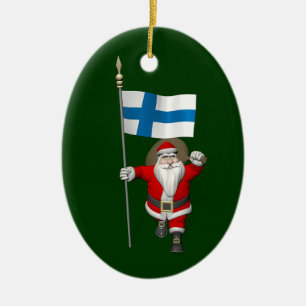 Adorno De Cerámica Santa Claus Con El Firme De Finlandia