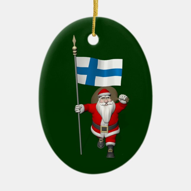 Adorno De Cerámica Santa Claus Con El Firme De Finlandia (Frente)