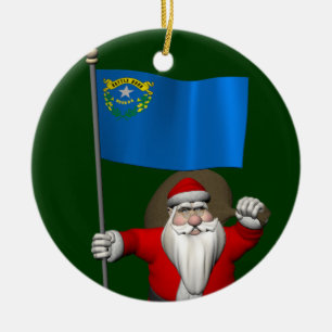 Adorno De Cerámica Santa Claus Con El Firme De Nevada