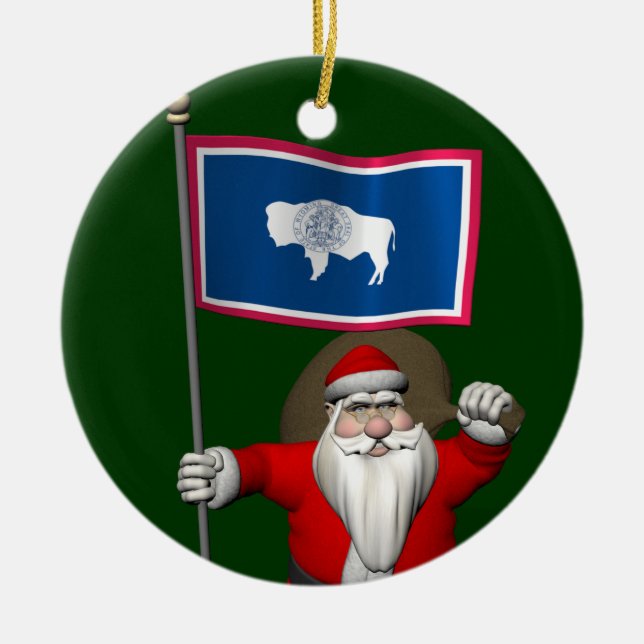 Adorno De Cerámica Santa Claus Con El Firme De Wyoming (Frente)